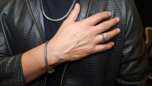 Pulsera de Plata 925, Pulsera de Cadena Doble 20.5cms