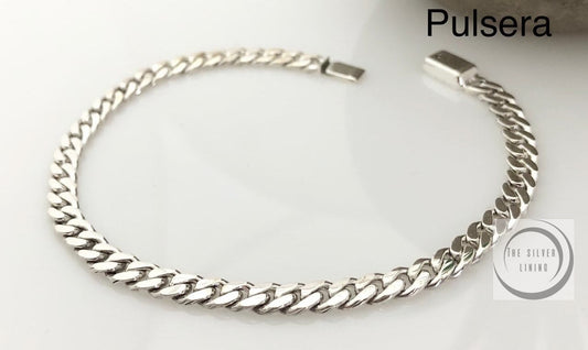 Pulsera de plata 925, Pulsera con tejido de barbada 21cm (8 1/4") largo