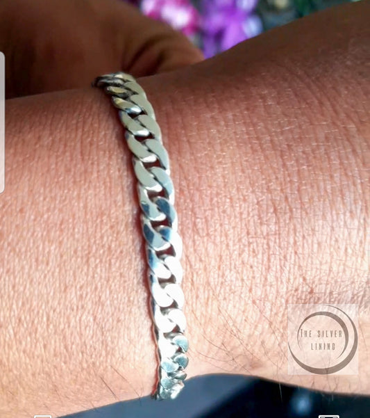 Pulsera de plata 925, Pulsera con tejido de barbada 21cm (8 1/4") largo